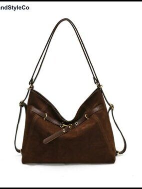 Women's Suede Hobo Bag Slouchy Handbag PU Leather Shoulder Bag